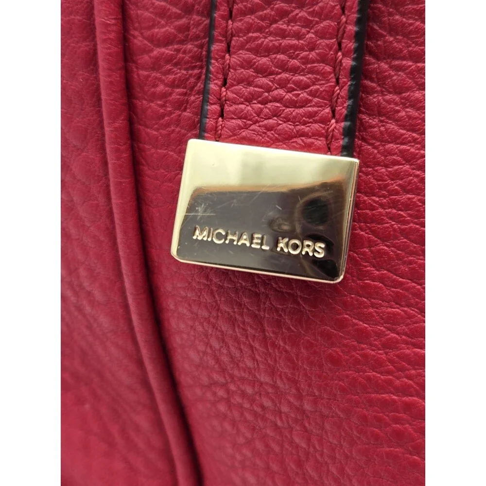 Michael Kors Red Pebbled Leather Hobo Shoulder Bag Gold Hardware 38F3XLYL3L Auth